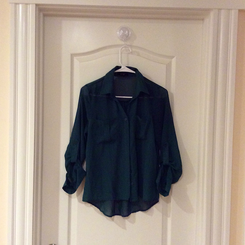 Green Button down blouse